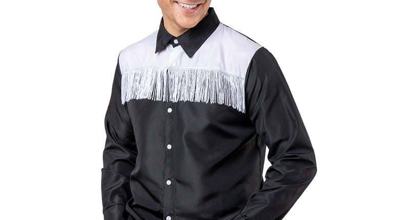 Wicked Costumes Cowboy blouse Sam heren zwart wit