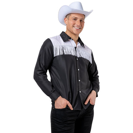 Wicked Costumes Cowboy blouse Sam heren zwart wit