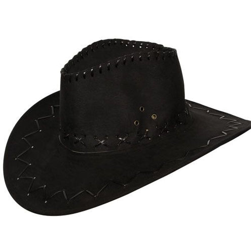 Wicked Costumes Cowboyhoed zwart suede