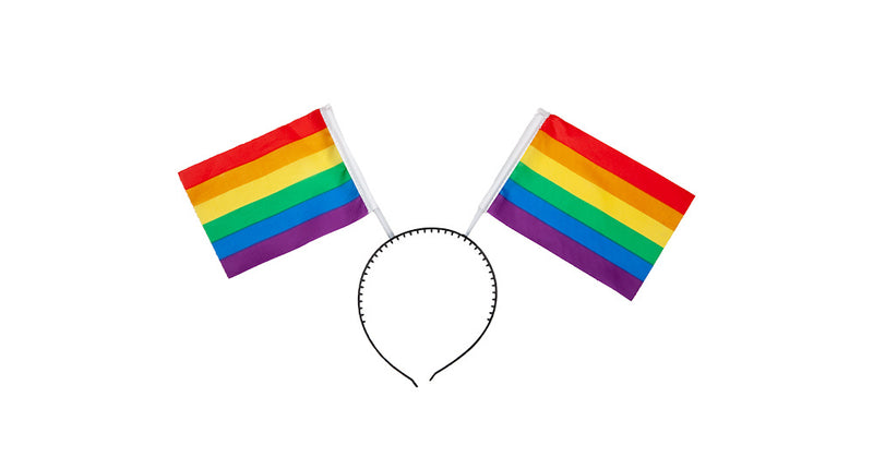 Wicked Costumes Diadeem met twee regenboog vlaggetjes