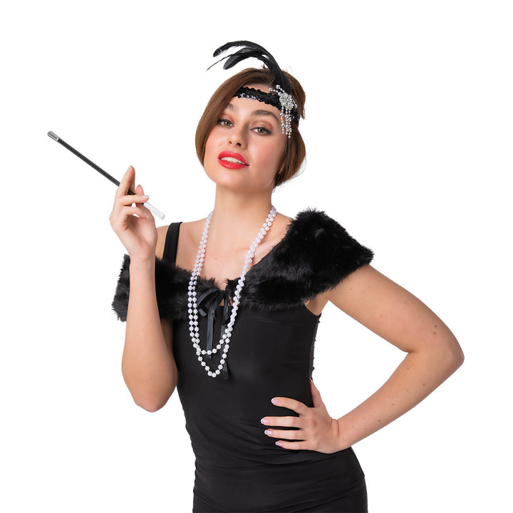 SongBuydn 2 Stück Federboa Schwarz Set, Vintage Federfächer und