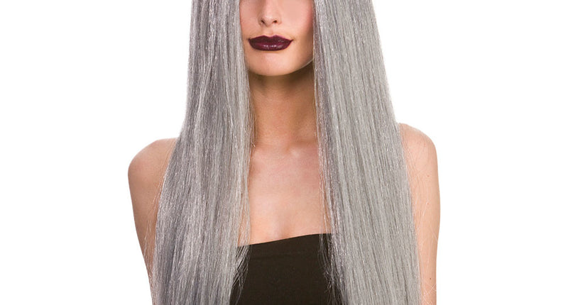 Wicked Costumes Grijze pruik Anna lang haar