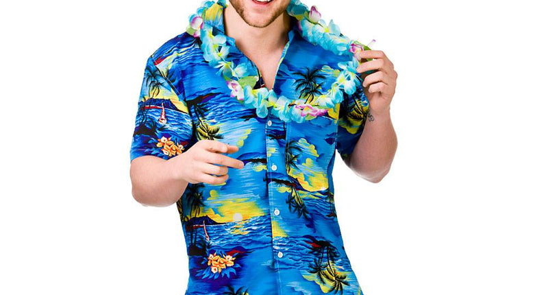 Wicked Costumes Hawaii Shirt met palmbomen blauw