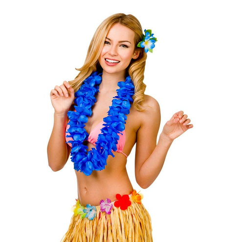 Wicked Costumes Hawaii slinger blauw grote bloemen (9.5cm)