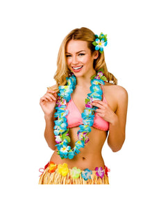 Wicked Costumes Hawaii slinger blauwe bloemen (8.5cm)