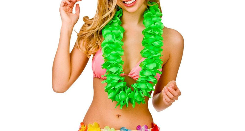 Wicked Costumes Hawaii slinger groen grote bloemen (9.5cm)