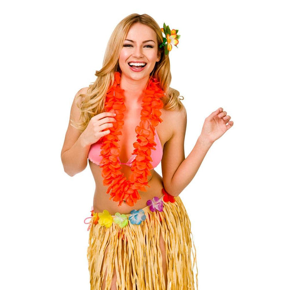 Wicked Costumes Hawaii slinger oranje grote bloemen (9.5cm)