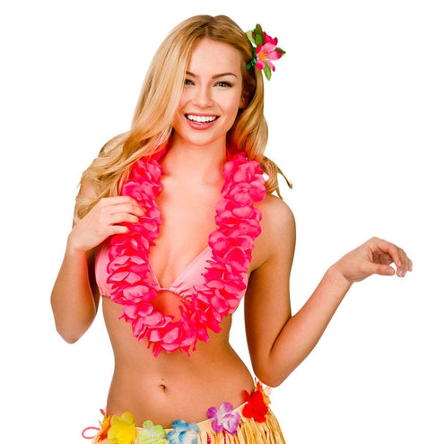 Wicked Costumes Hawaii slinger roze grote bloemen (9.5cm)