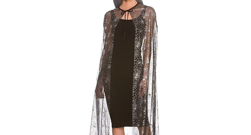 Wicked Costumes Heksen spinnenweb cape met heksenhoed
