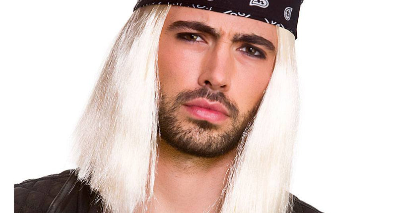 Wicked Costumes Heren pruik rocker Bennie met bandana