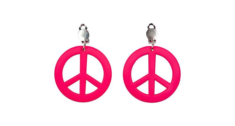Wicked Costumes Hippie oorbellen peace Georgia roze