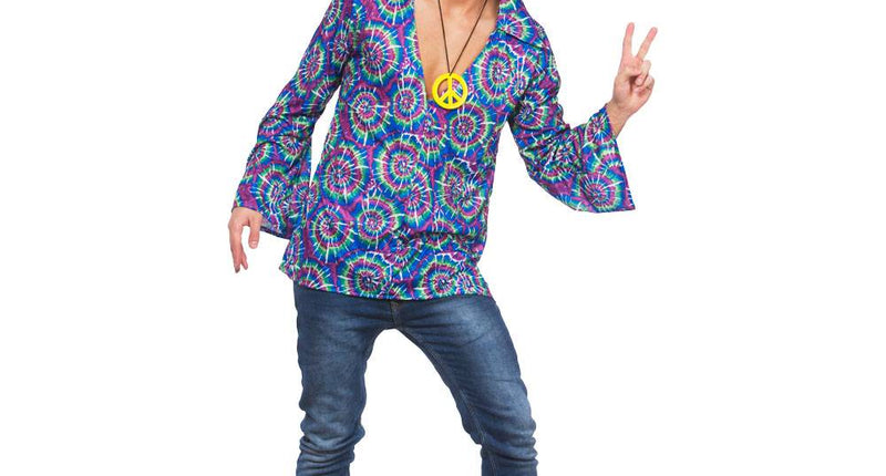Wicked Costumes Hippie Shirt bloemen