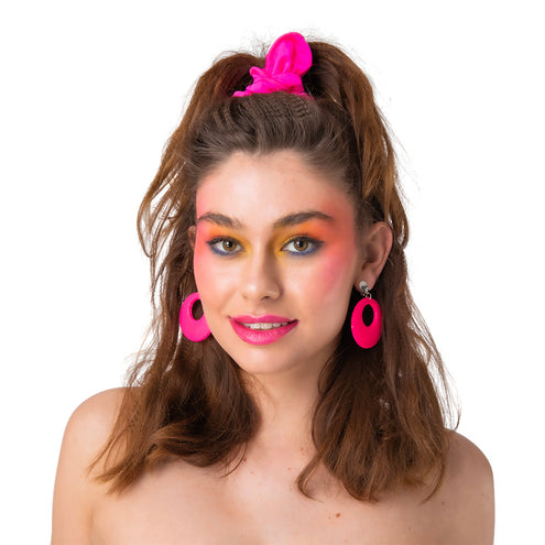 Wicked Costumes Jaren 80 oorbellen Elsa neon roze