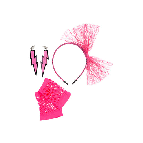 Wicked Costumes Jaren 80 set 3 delig roze Halina