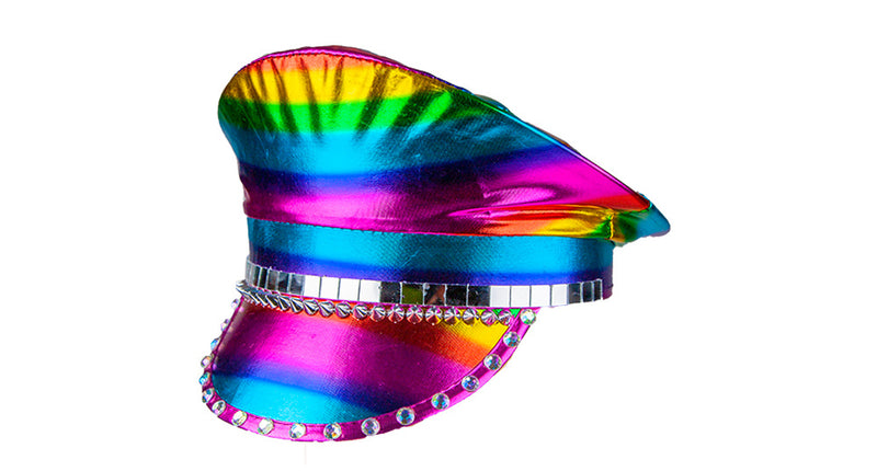 Wicked Costumes Kapiteinspet deluxe in regenboogkleuren