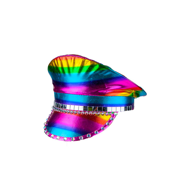 Wicked Costumes Kapiteinspet deluxe in regenboogkleuren