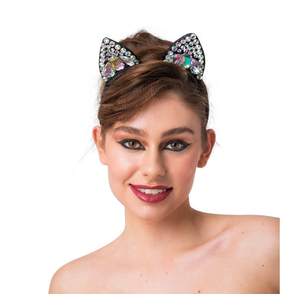 Wicked Costumes Katten oortjes met juwelen Ella
