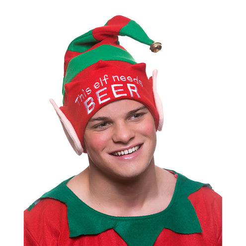 Wicked Costumes Kerstmuts met tekst Deze elf heeft bier nodig