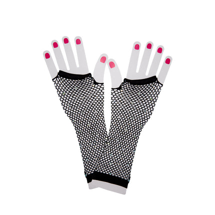 Wicked Costumes Lange net handschoenen met diamanten Mirte zwart