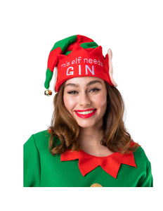 Wicked Costumes Leuke kerstmuts met tekst Deze elf heeft gin nodig