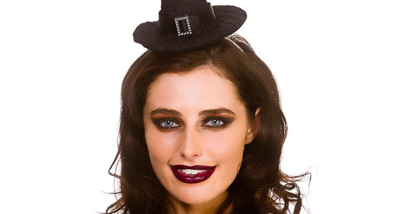 Wicked Costumes Mini heksenhoed satijn zwart