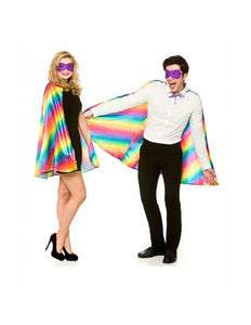 Wicked Costumes Mooie regenboog cape met oogmasker