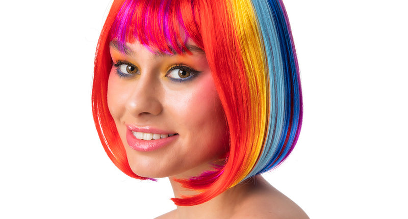 Wicked Costumes Mooie regenboog pruik bobline