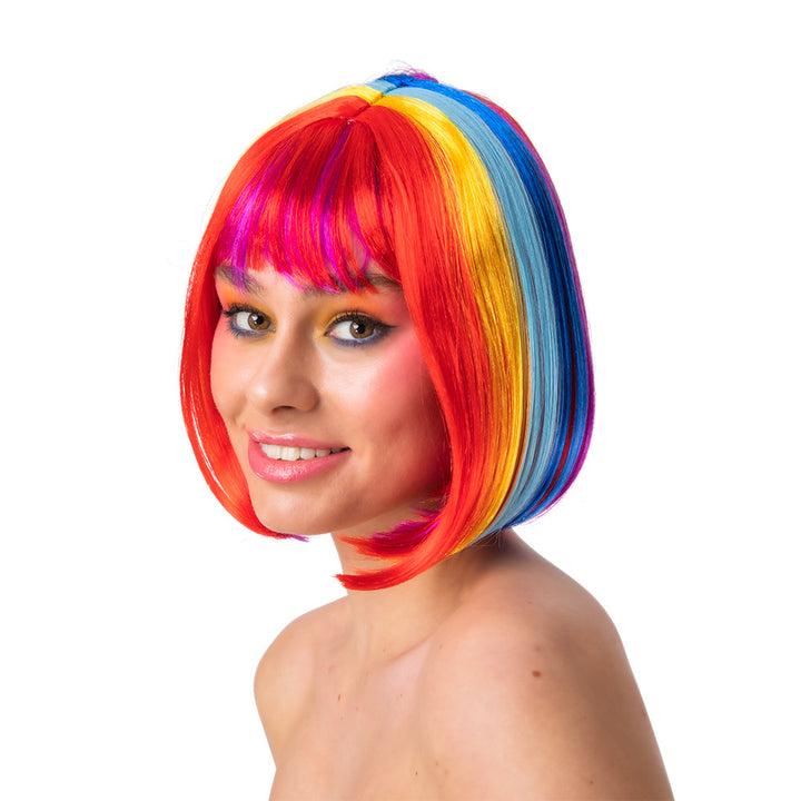 Regenboog Pruik Bobline | Kleurrijke feestpruik kopen