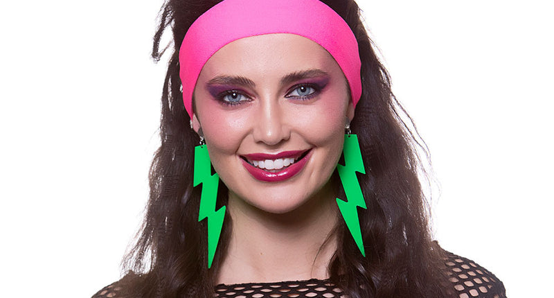 Wicked Costumes Neon groene oorbellen 80-jaren