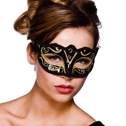 Wicked Costumes Oogmasker Verona zwart met goud