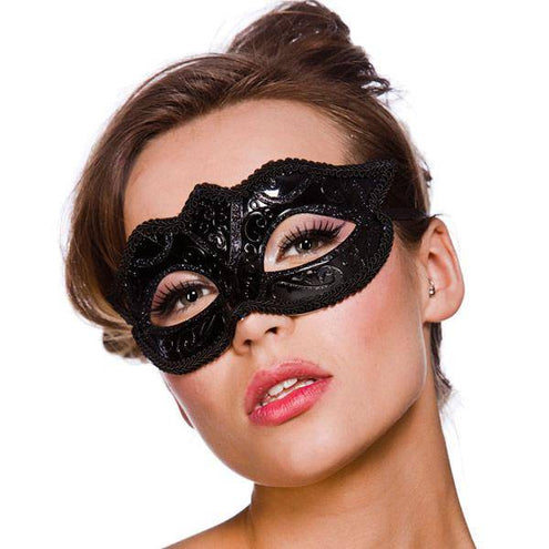 Wicked Costumes Oogmasker Verona zwart met zwarte glitters