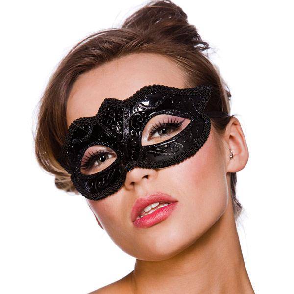 Wicked Costumes Oogmasker Verona zwart met zwarte glitters
