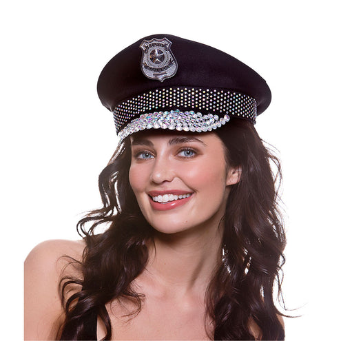 Wicked Costumes Politie partyhoed met nep diamanten