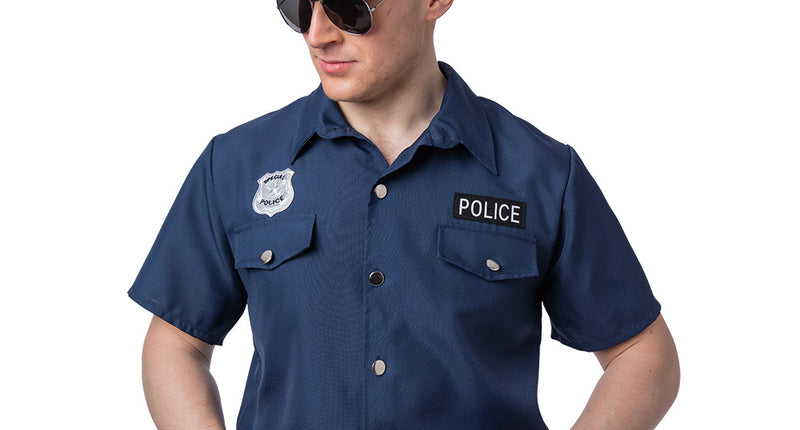 Wicked Costumes Politie shirt George donkerblauw