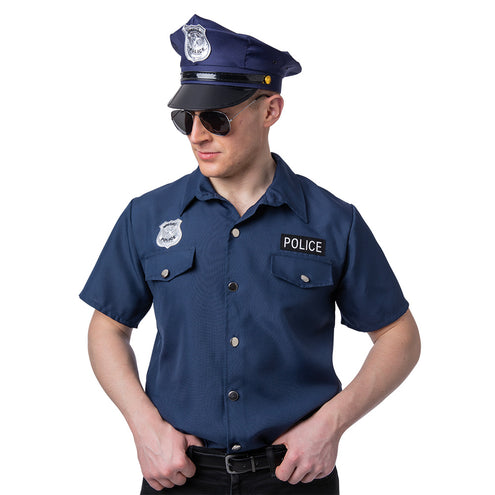 Wicked Costumes Politie shirt George donkerblauw