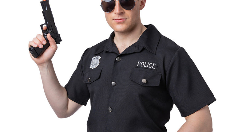 Wicked Costumes Politie shirt George zwart