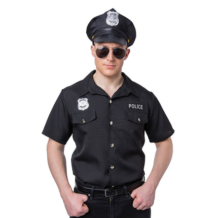 Wicked Costumes Politie shirt George zwart