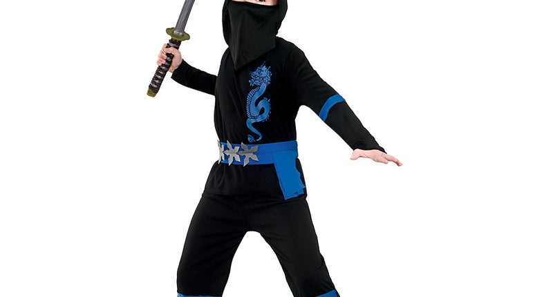 Wicked Costumes Power ninja kostuum zwart blauw kinderen