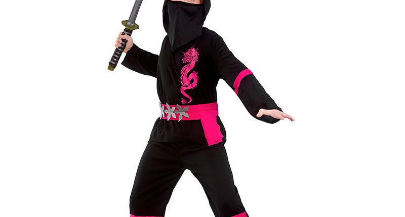 Wicked Costumes Power Ninja pak zwart/roze
