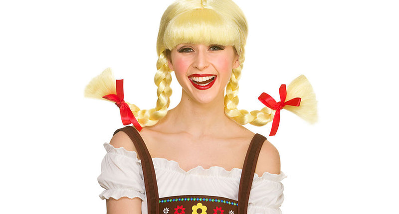 Wicked Costumes Pruik biermeisje met vlechten vormbaar