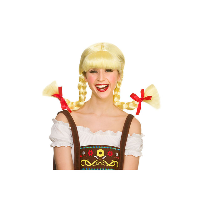 Wicked Costumes Pruik biermeisje met vlechten vormbaar
