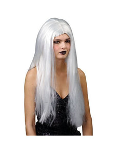 Wicked Costumes Pruik extra lang haar klassiek in zilver