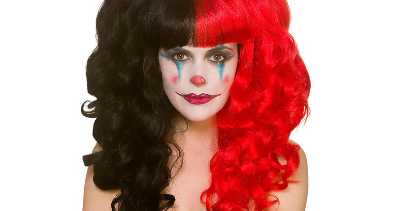 Wicked Costumes Pruik Harlekijn Cosplay rood/zwart
