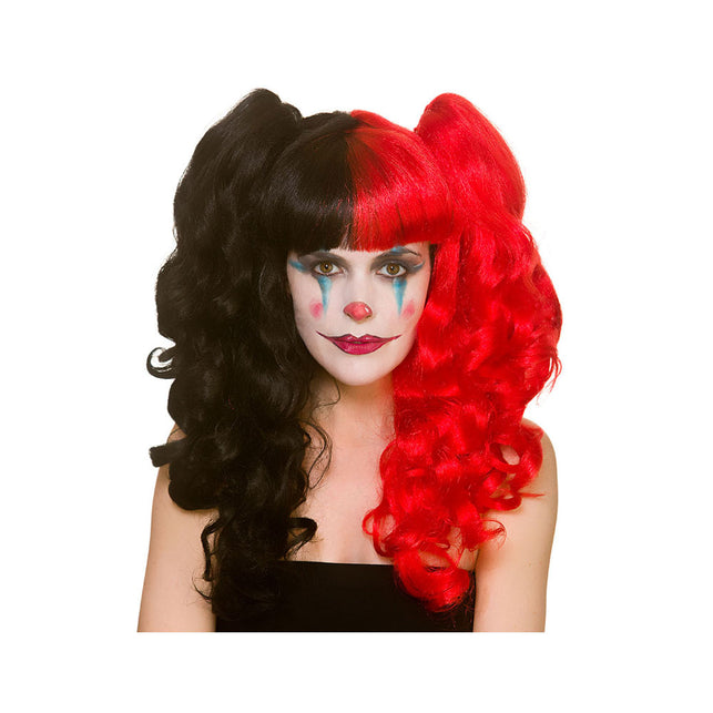Wicked Costumes Pruik Harlekijn Cosplay rood/zwart
