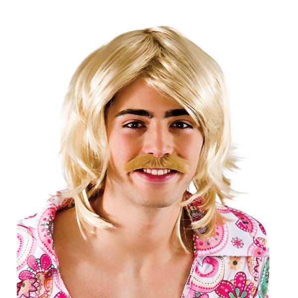 Wicked Costumes Pruik popster Guy met snor