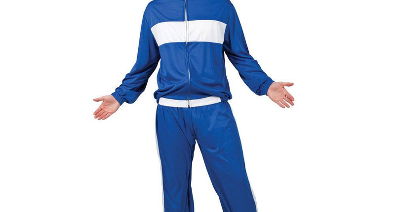 Wicked Costumes Retro trainingspak 80's wit/blauw