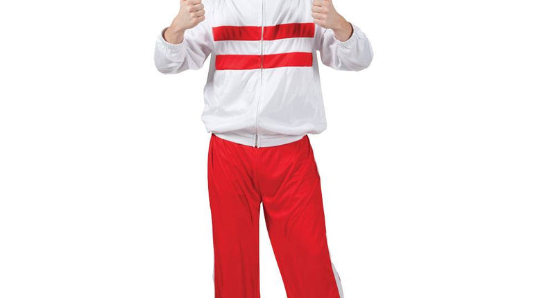 Wicked Costumes Retro trainingspak 80's wit/rood