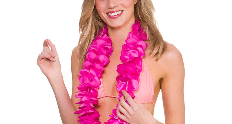 Wicked Costumes Roze/Fuchsia Hawaii bloemenslinger satijn look
