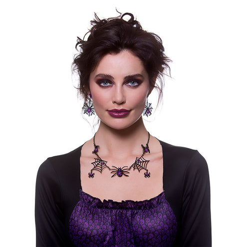 Wicked Costumes Sieraden set heks met halsketting en oorbellen spin