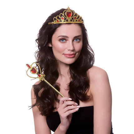 Wicked Costumes Tiara met gouden koninginnen kroon met scepter